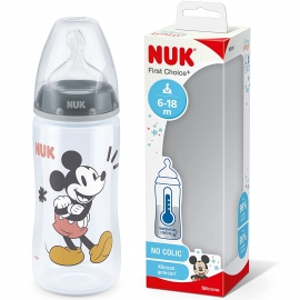 NUK - Biberon First Choice+ 300ml, 6-18 luni, Disney Mickey Mouse
