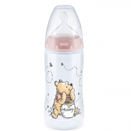 NUK - Biberon First Choice + 300ml, 0-6 luni, Winnie the Pooh, Roz