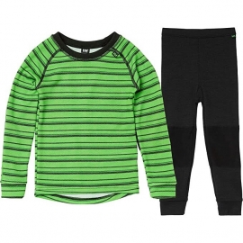 Helly Hansen - Set imbracaminte termica copii Boys K Hh Graphic Lifa Merino, lana merinos, verde/negru