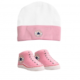Converse - All Star Infant Hat&Booties, 0-6 luni, Alb/Roz