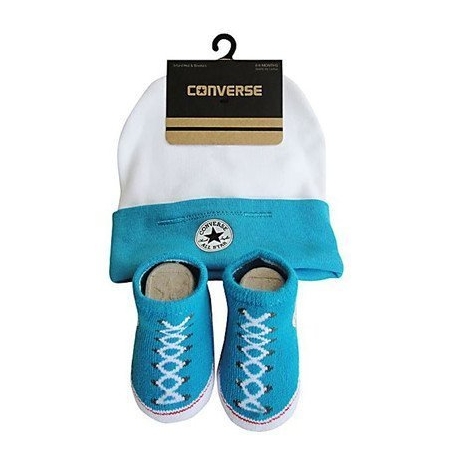 Converse - All Star Infant Hat&Booties, 0-6 luni, Alb/Bleu