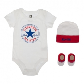 Converse - Set 3 piese All Star Infant Gift, 0-6 luni, Alb