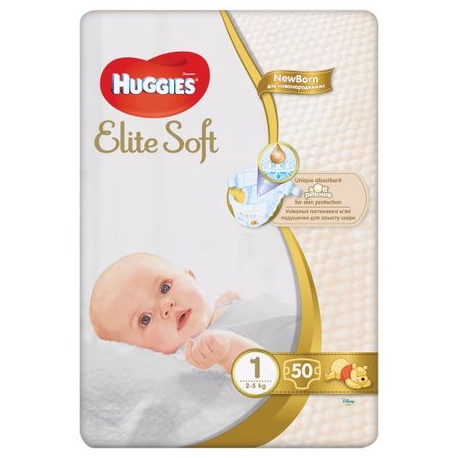 Huggies- Scutece Elite Soft 1, 2-5 kg, 50 buc