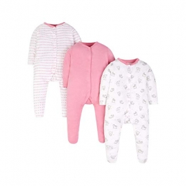 Mothercare - Pijamale body all-in-one Hearts, 3 buc