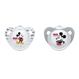 NUK - Suzete Disney Mickey Mouse, 2 buc, 0-6 luni alb/gri