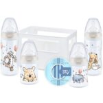 NUK - Set 4 biberoane First Choise+ cu senzor temperatura si suport, Disney Winnie