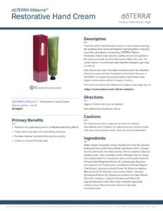 doTERRA - Crema reparatoare de maini cu Malama Blend 74 ml (Restorative Hand Cream) - imagine 3