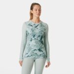Helly Hansen - Bluza termica dama W Lifa Merino MidW cu lana merinos, Green Mist Mountain Camo - imagine 2