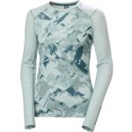 Helly Hansen - Bluza termica dama W Lifa Merino MidW cu lana merinos, Green Mist Mountain Camo
